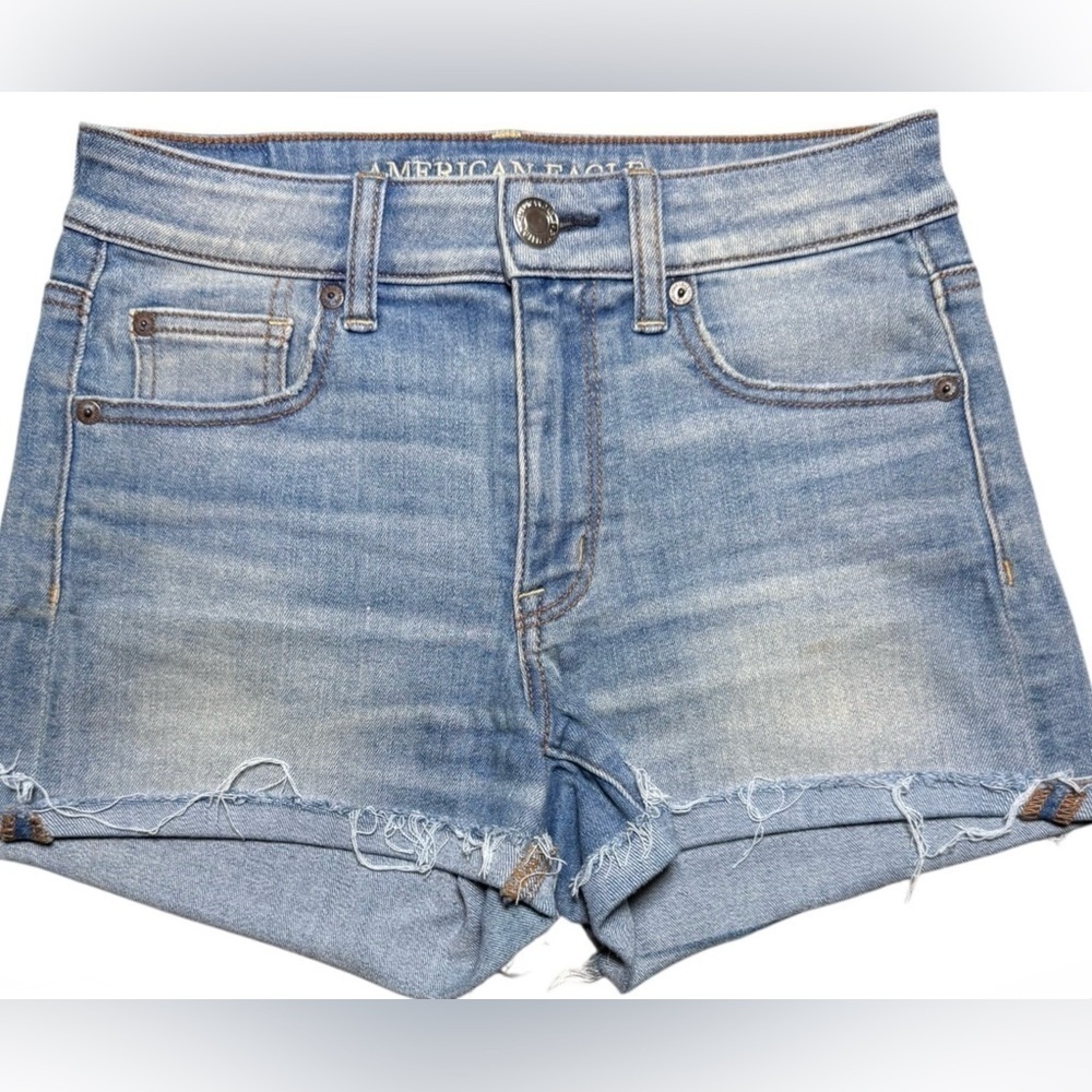 American Eagle High Rise Shortie Denim Shorts Size 4 Super Stretch